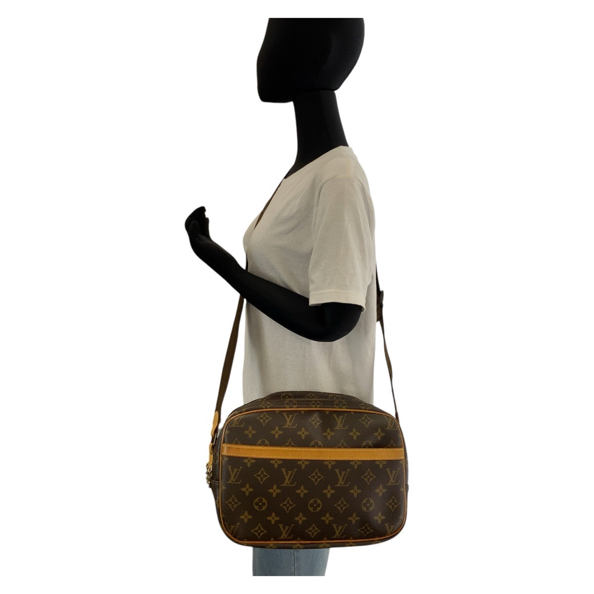 LOUIS VUITTON Shoulder Bag M45254 PVC Brown Gold Metal Shoulder Bag Messenger bag Monogram Reporter PM Women Used Authentic