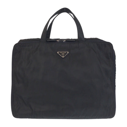 PRADA Business bag Nylon Black SilverMetal Business bag briefcase Test Triangle With logo mens Used Authentic