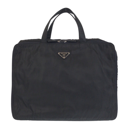 PRADA Business bag Nylon Black SilverMetal Business bag briefcase Test Triangle With logo mens Used Authentic