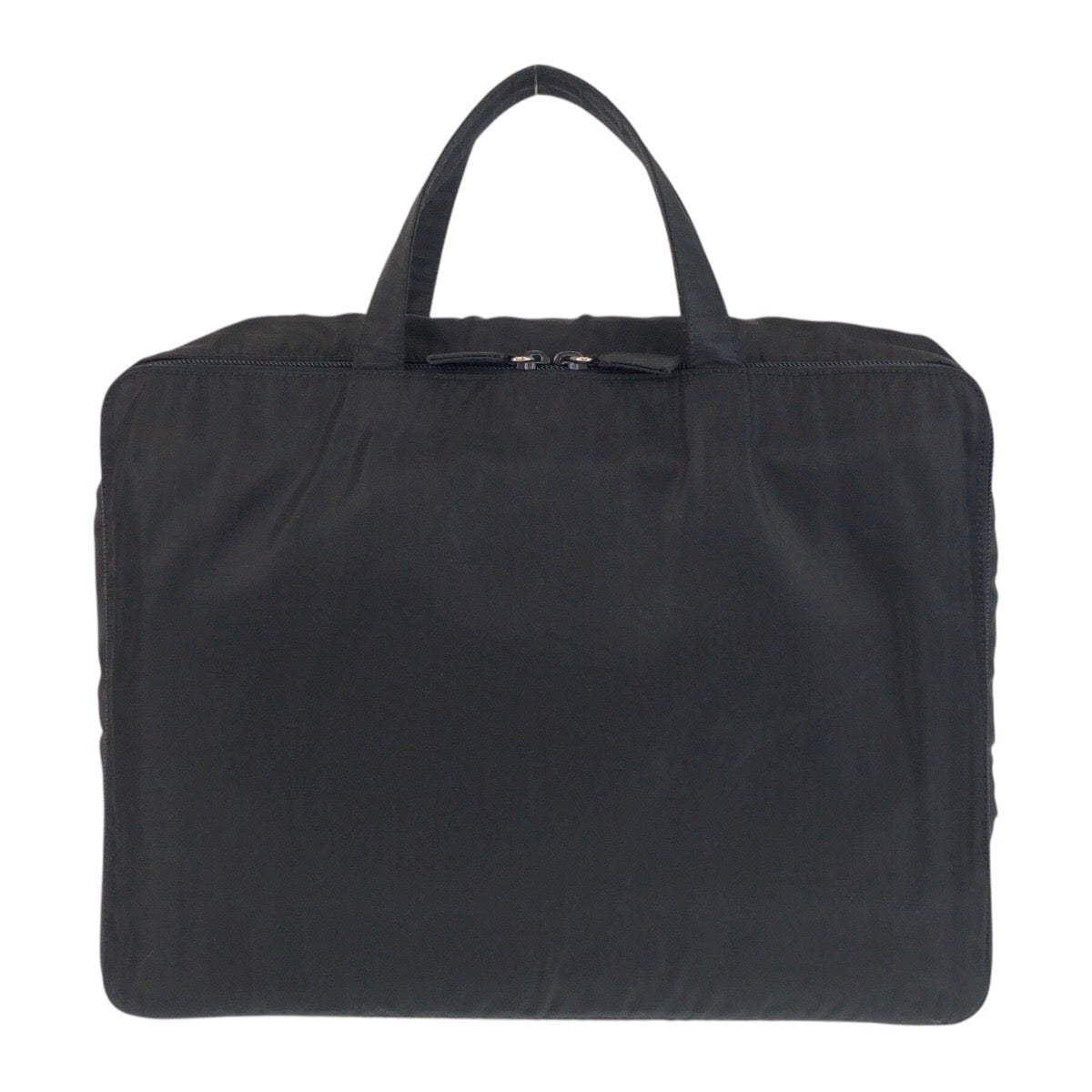 PRADA Business bag Nylon Black SilverMetal Business bag briefcase Test Triangle With logo mens Used Authentic