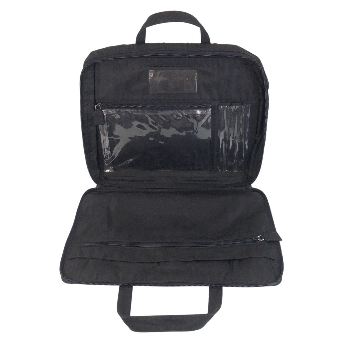 PRADA Business bag Nylon Black SilverMetal Business bag briefcase Test Triangle With logo mens Used Authentic