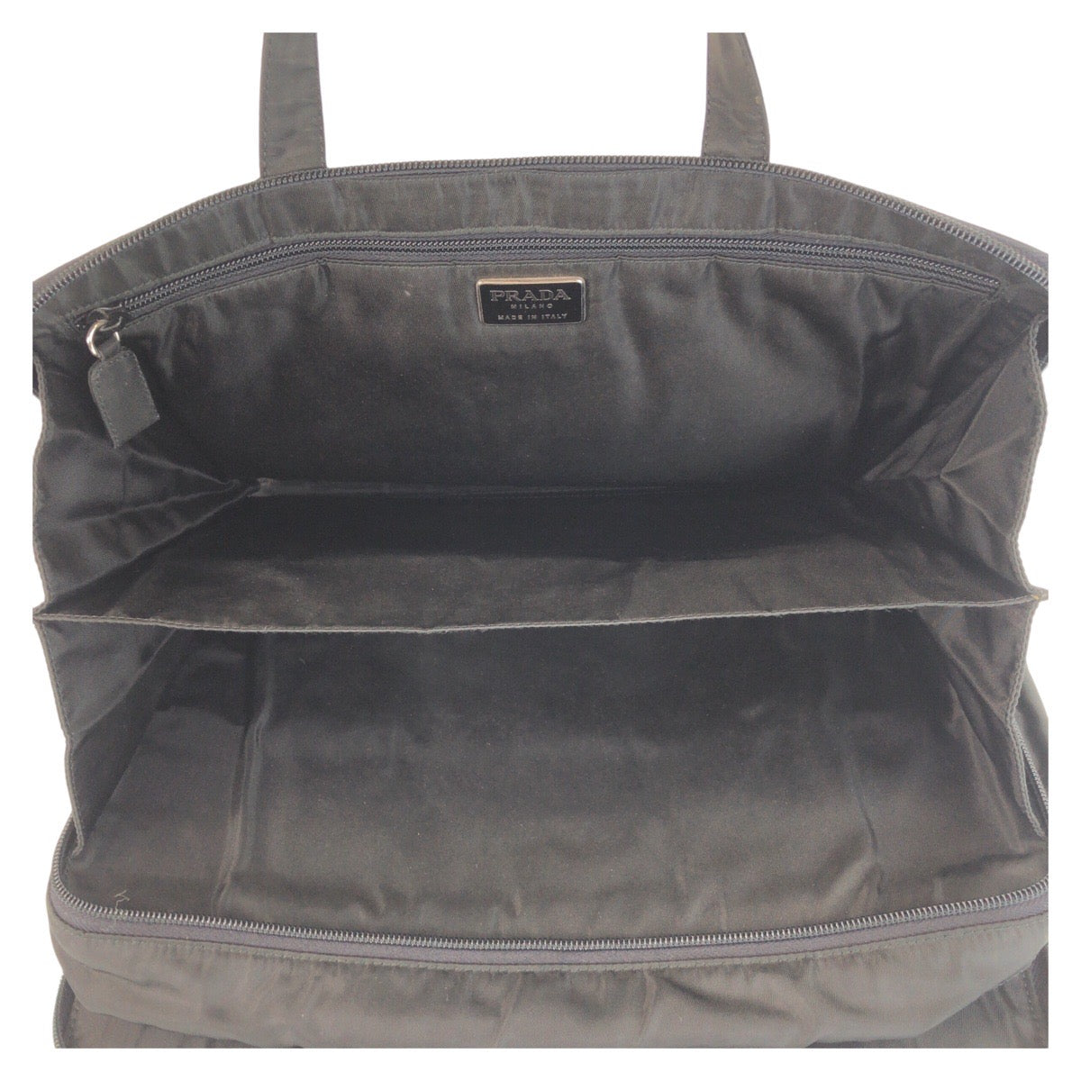 PRADA Business bag Nylon Black SilverMetal Business bag briefcase Test Triangle With logo mens Used Authentic