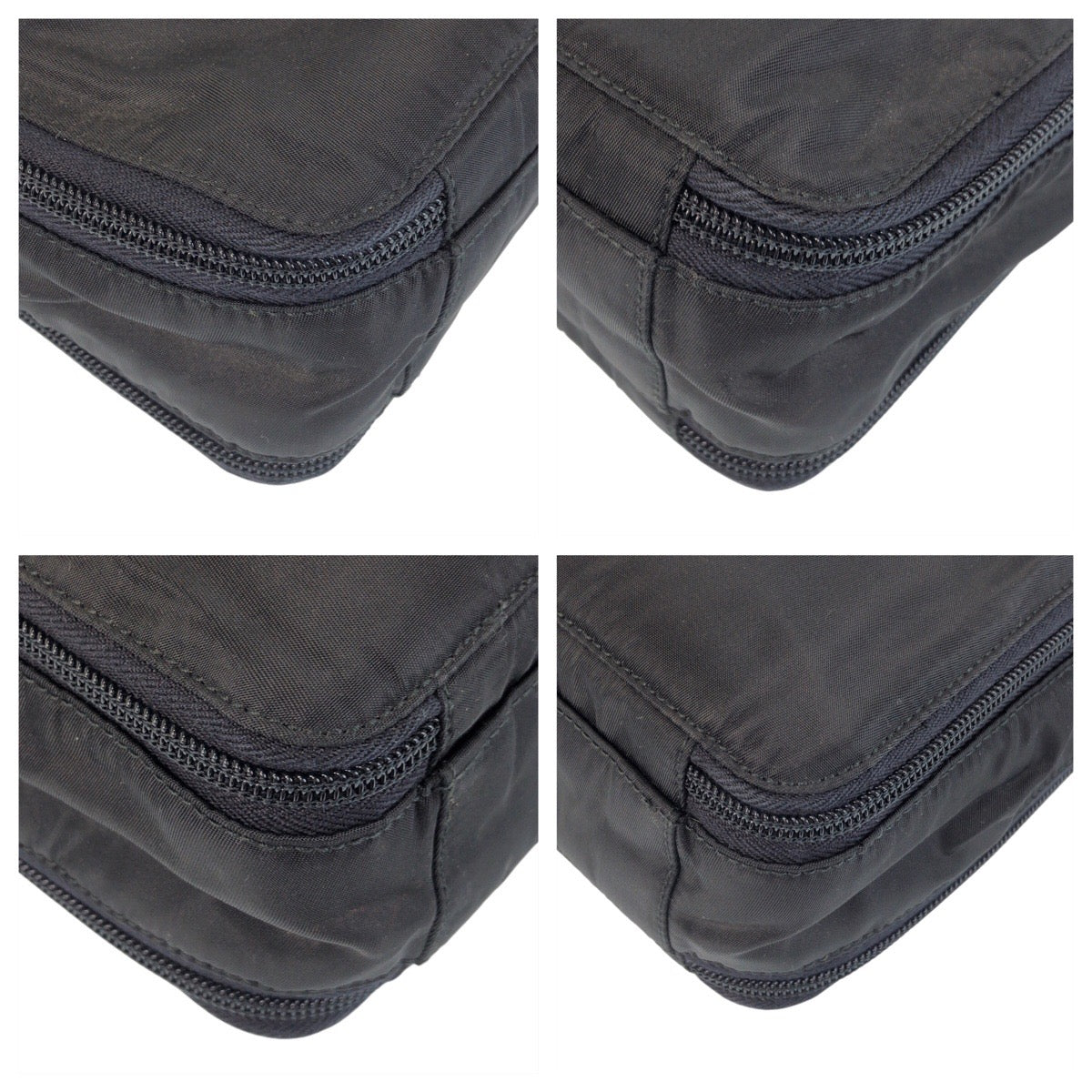 PRADA Business bag Nylon Black SilverMetal Business bag briefcase Test Triangle With logo mens Used Authentic