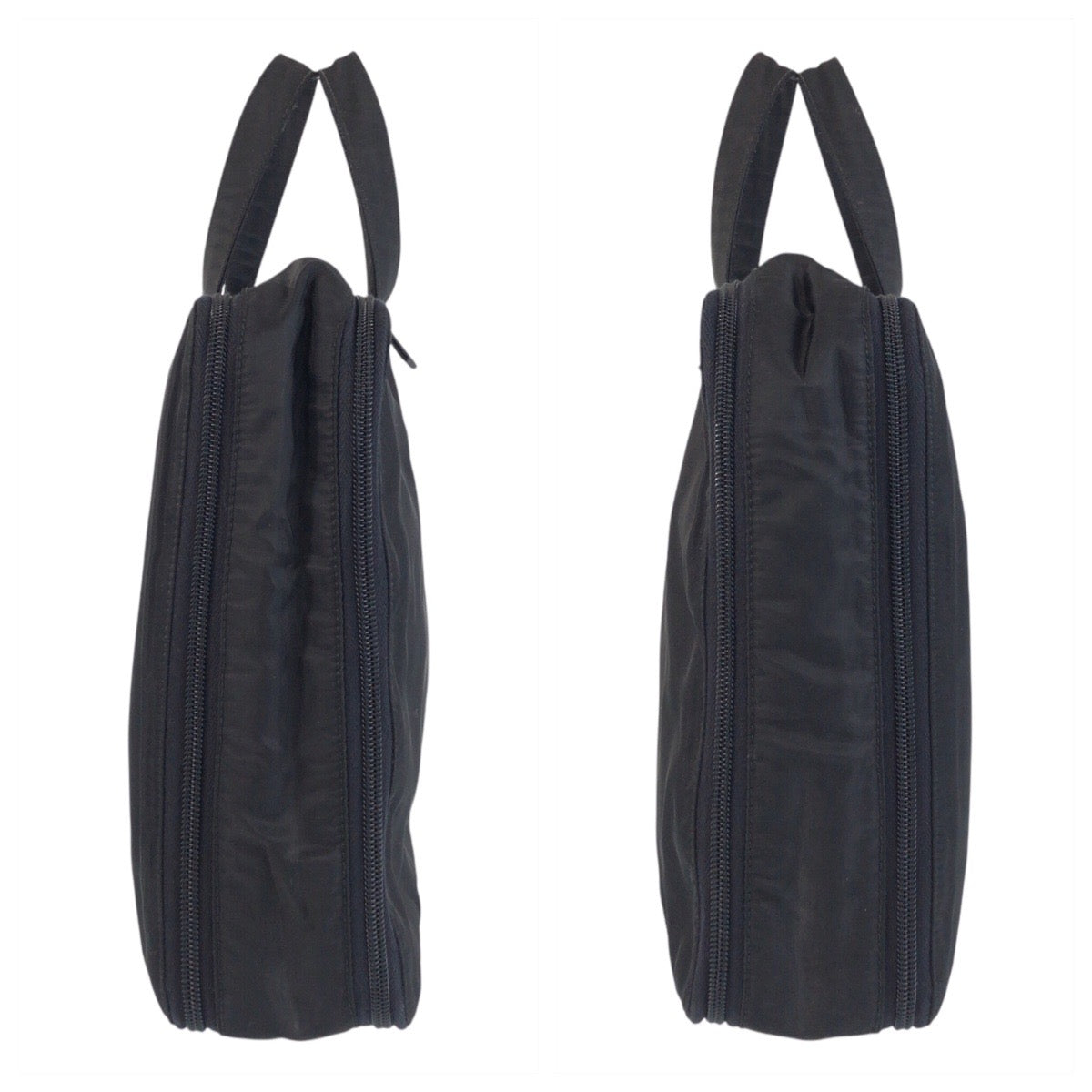 PRADA Business bag Nylon Black SilverMetal Business bag briefcase Test Triangle With logo mens Used Authentic