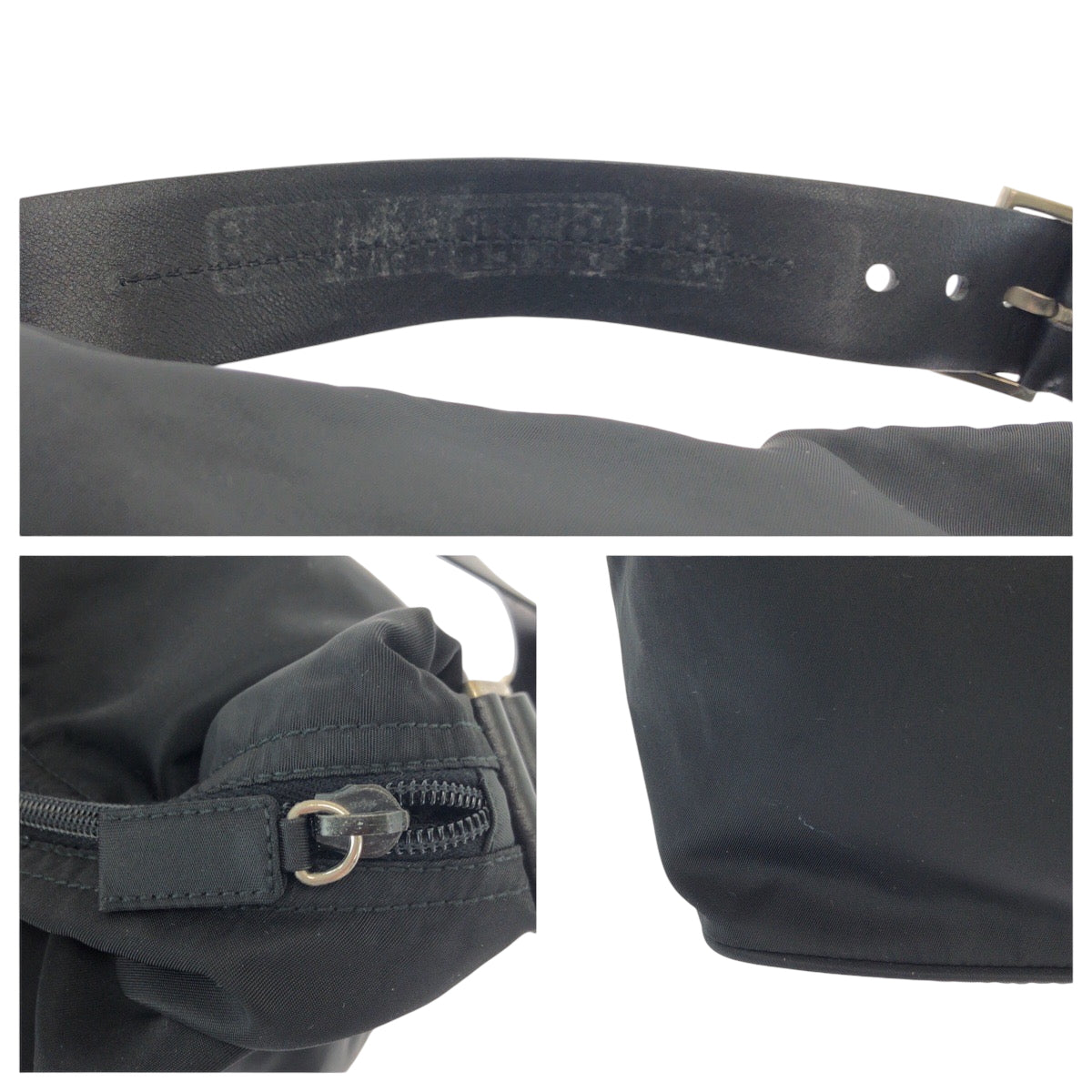 PRADA Handbag Nylon black Handbag accessory pouch Test Triangle With logo Women Used Authentic