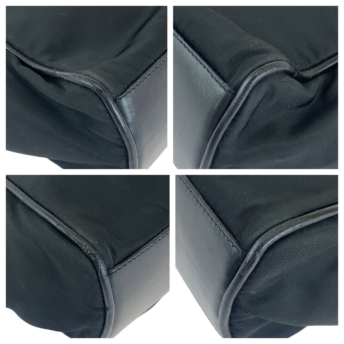 PRADA Tote Bag Nylon, Leather Black GoldMetal Tote Bag handbag Test Triangle With logo Women Used Authentic