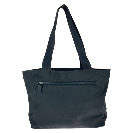 PRADA Tote Bag Nylon Black SilverMetal Tote Bag Shoulder Bag Test Triangle With logo Women Used Authentic