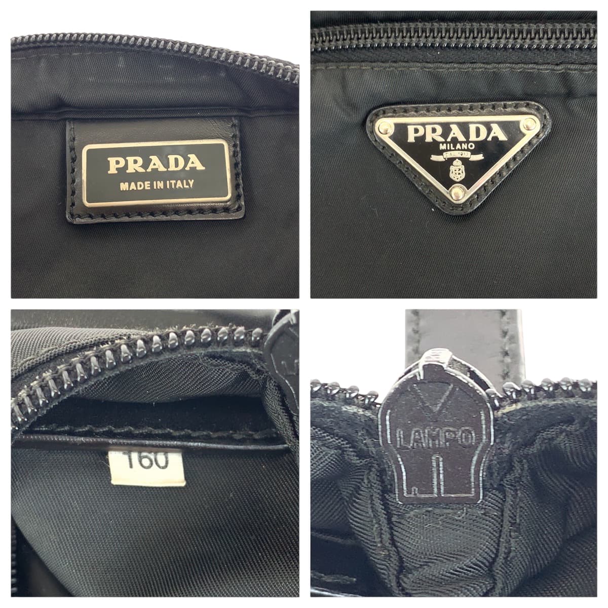 PRADA Shoulder Bag Nylon Black SilverMetal Shoulder Bag pochette Test Triangle With logo mens Used Authentic