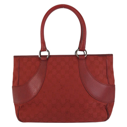 GUCCI Tote Bag 113011 GG canvas, leather Red Tote Bag Shoulder Bag Women Used Authentic