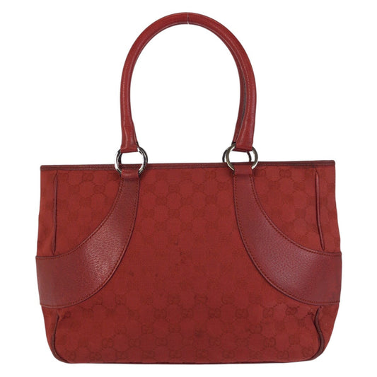GUCCI Tote Bag 113011 GG canvas, leather Red Tote Bag Shoulder Bag Women Used Authentic