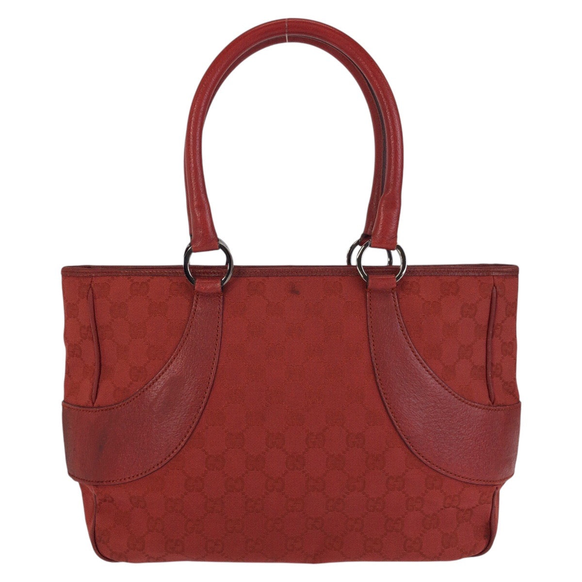 GUCCI Tote Bag 113011 GG canvas, leather Red Tote Bag Shoulder Bag Women Used Authentic