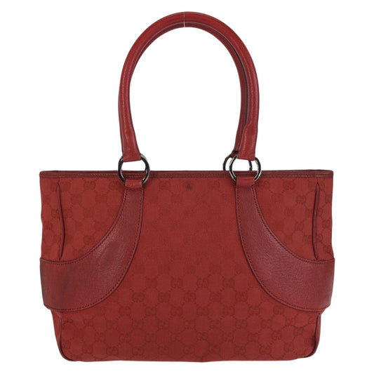 GUCCI Tote Bag 113011 GG canvas, leather Red Tote Bag Shoulder Bag Women Used Authentic