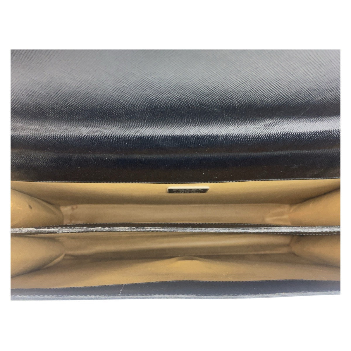 PRADA Business bag leather Black SilverMetal Business bag briefcase Safiano mens Used Authentic
