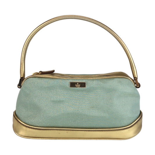 GUCCI Handbag 0391133 Canvas, Leather Mint Green Gold Handbag accessory pouch Women Used Authentic
