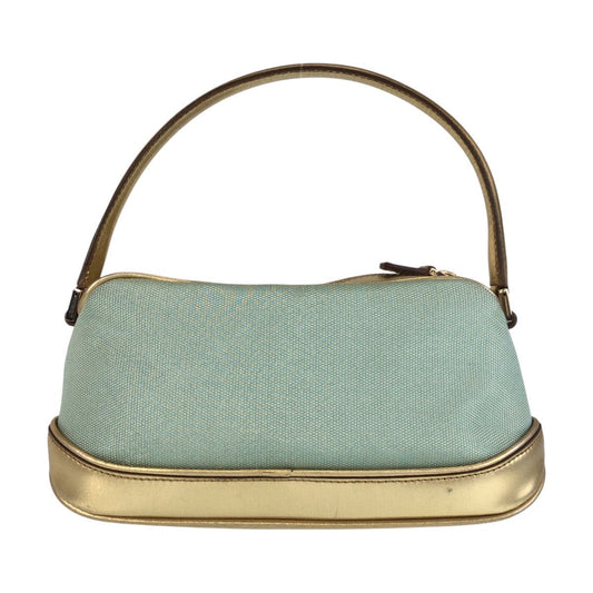 GUCCI Handbag 0391133 Canvas, Leather Mint Green Gold Handbag accessory pouch Women Used Authentic