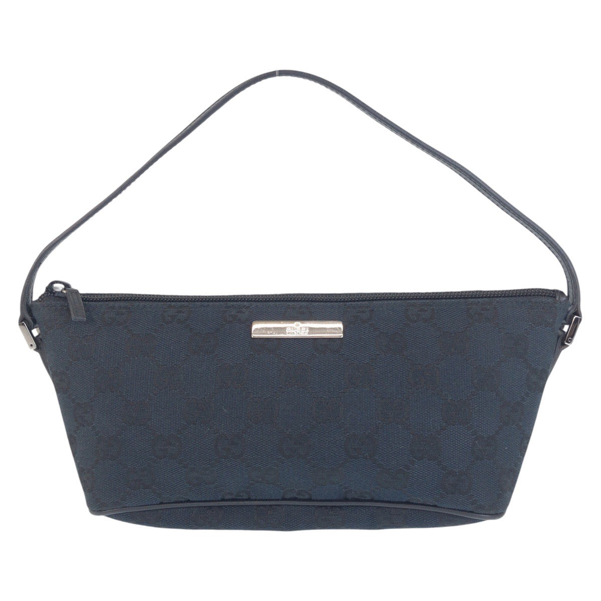 GUCCI Handbag 039 1103 GG canvas, leather Navy Black Handbag accessory pouch Women Used Authentic