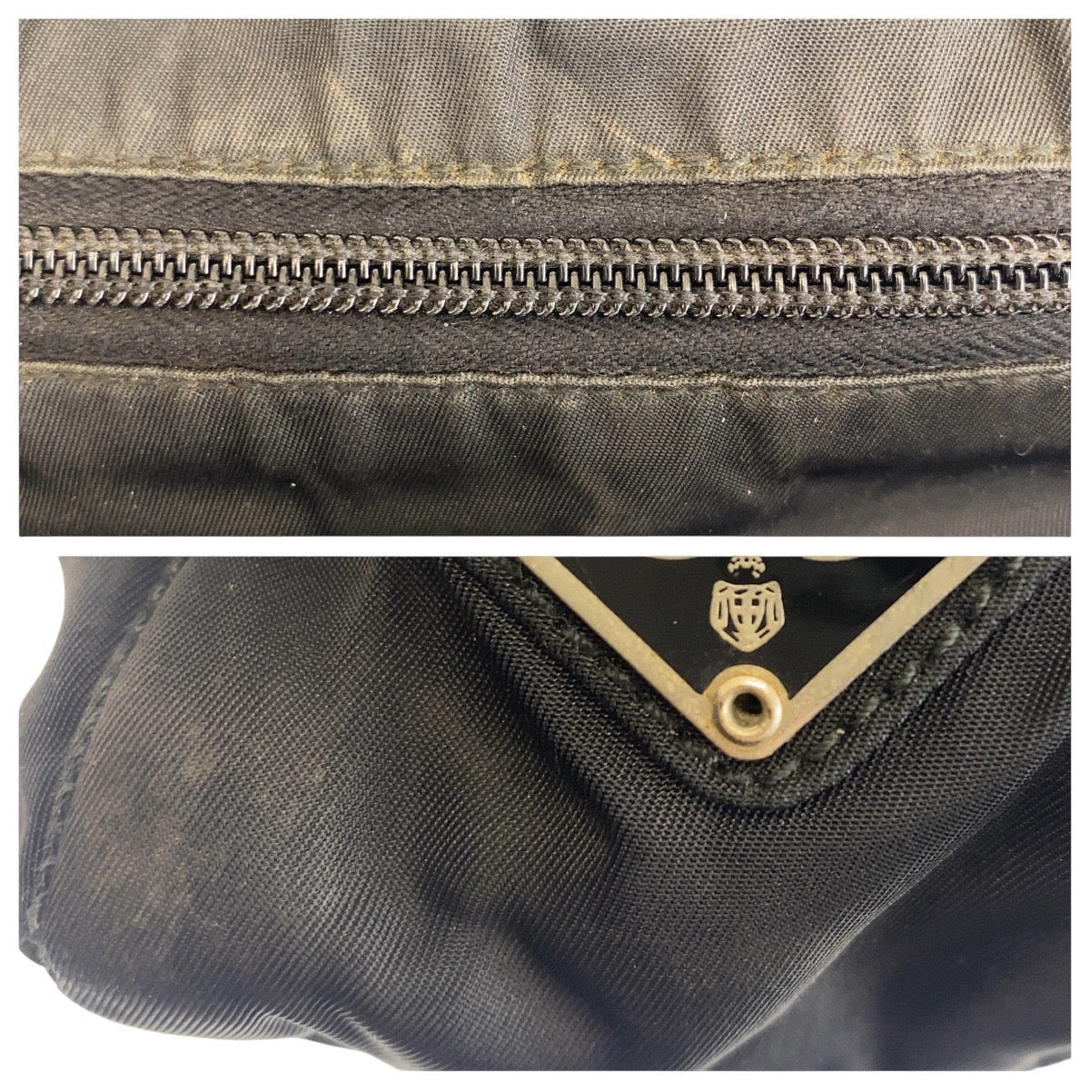 PRADA Tote Bag Nylon black Tote Bag handbag Test Triangle With logo Women Used Authentic