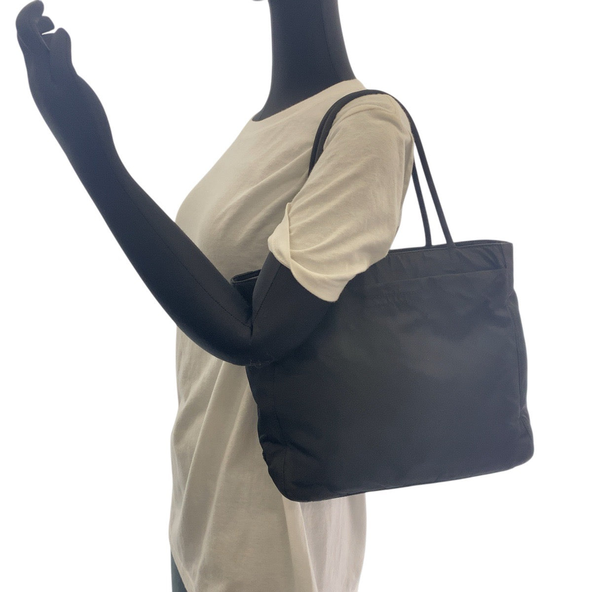 PRADA Tote Bag Nylon black Tote Bag handbag Test Triangle With logo Women Used Authentic