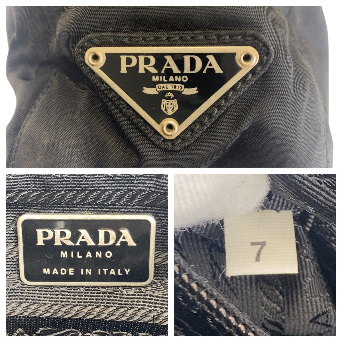 PRADA Tote Bag Nylon black Tote Bag handbag Test Triangle With logo Women Used Authentic