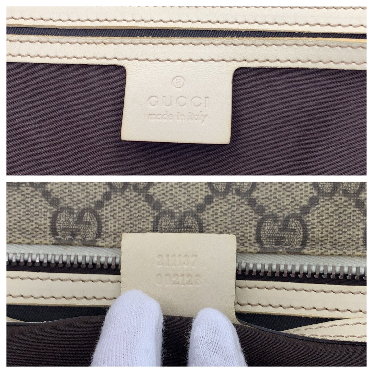GUCCI Tote Bag 211137 PVC Beige Ivory SilverMetal Tote Bag Shoulder Bag GG plus Women Used Authentic