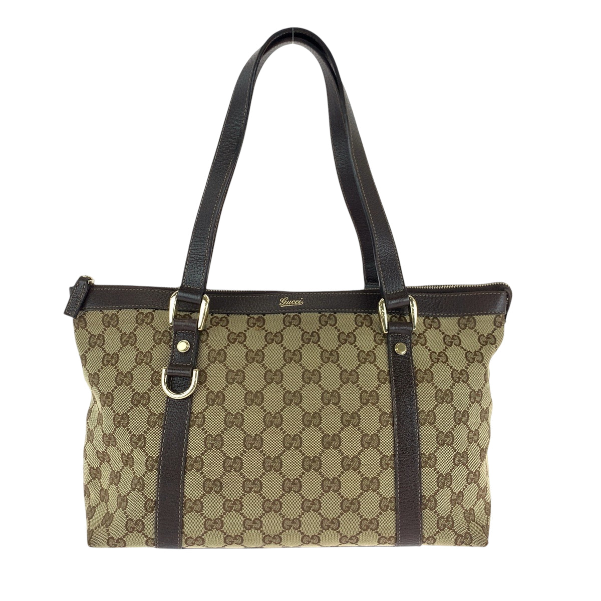 GUCCI Tote Bag 141470 GG canvas Brown beige Tote Bag Shoulder Bag Women Used Authentic