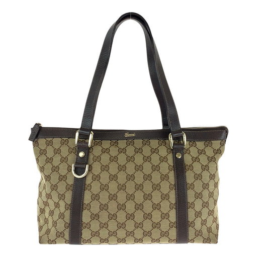 GUCCI Tote Bag 141470 GG canvas Brown beige Tote Bag Shoulder Bag Women Used Authentic