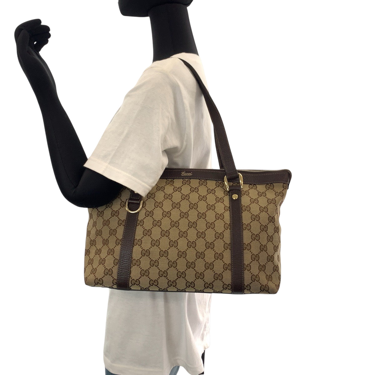 GUCCI Tote Bag 141470 GG canvas Brown beige Tote Bag Shoulder Bag Women Used Authentic