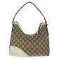GUCCI Shoulder Bag 182489 GG canvas, leather White Brown Gold Metal Interlocking Women Used Authentic