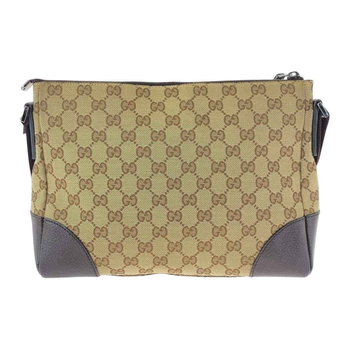 GUCCI Shoulder Bag 114273 GG canvas, leather Beige Brown SilverMetal Crossbody Shoulder Bag Women Used Authentic