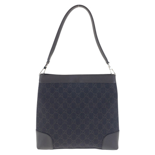 GUCCI Shoulder Bag 143745 GG canvas, leather Dark Brown SilverMetal Women Used Authentic