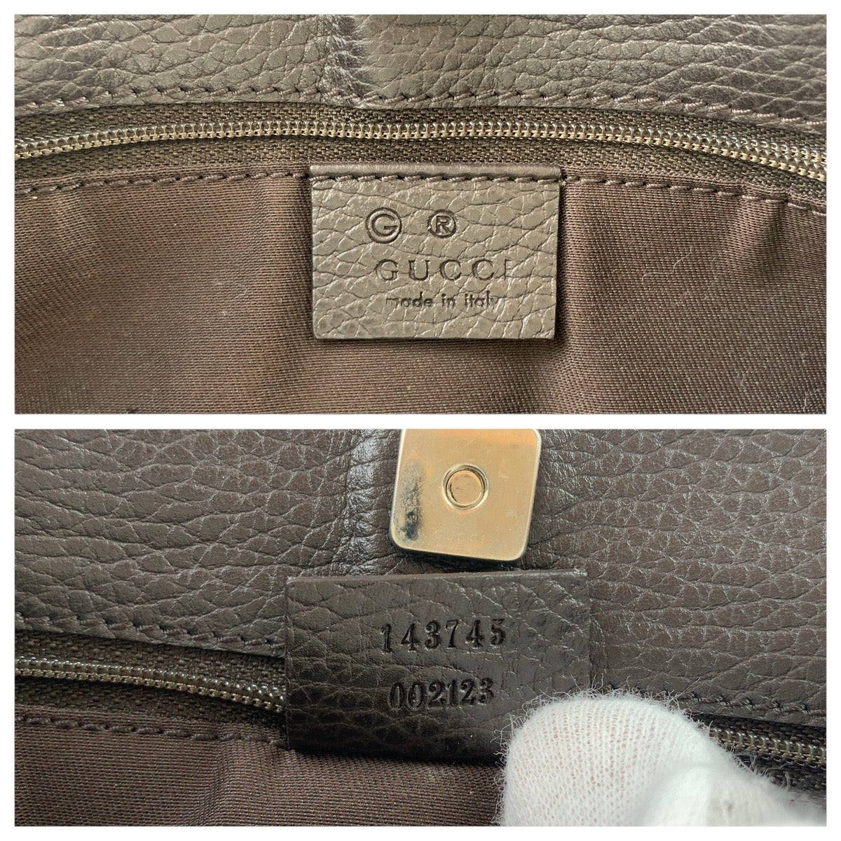 GUCCI Shoulder Bag 143745 GG canvas, leather Dark Brown SilverMetal Women Used Authentic