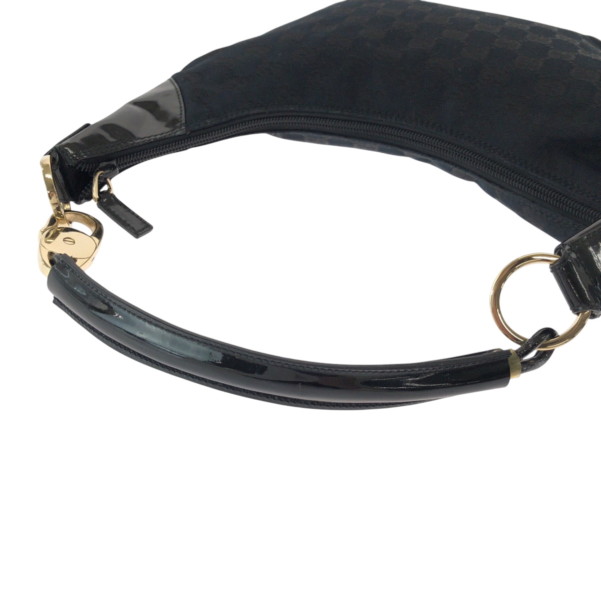 GUCCI Shoulder Bag 001 4158 GG canvas Black GoldMetal