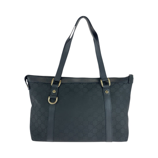 GUCCI Tote Bag 272399 GG canvas, leather Black GoldMetal Tote Bag Shoulder Bag Women Used Authentic