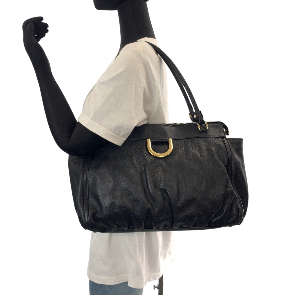 GUCCI Tote Bag 189831 leather black Tote Bag Shoulder Bag Abbey Women Used Authentic