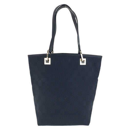 GUCCI Tote Bag 002 1099 GG canvas, leather Black GoldMetal Tote Bag Shoulder Bag Women Used Authentic