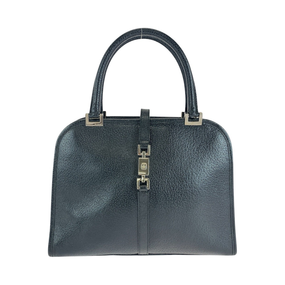 GUCCI Tote Bag 002 1071 leather Black SilverMetal Tote Bag handbag Jackie Women Used Authentic