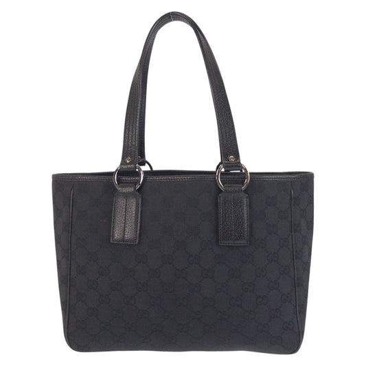 GUCCI Tote Bag 113019 GG canvas, leather Black black Tote Bag Shoulder Bag Women Used Authentic