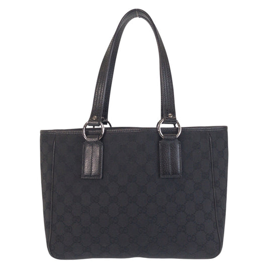 GUCCI Tote Bag 113019 GG canvas, leather Black black Tote Bag Shoulder Bag Women Used Authentic