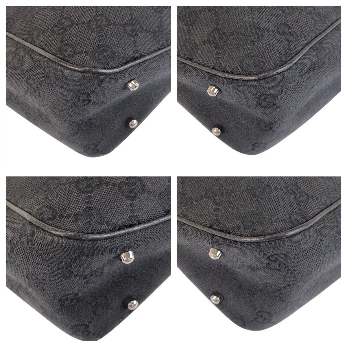 GUCCI Tote Bag 113019 GG canvas, leather Black black Tote Bag Shoulder Bag Women Used Authentic