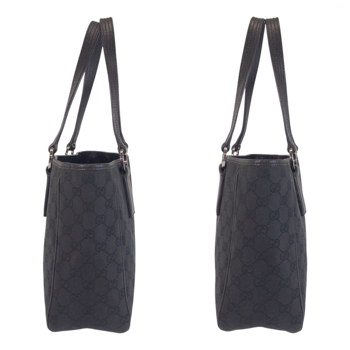 GUCCI Tote Bag 113019 GG canvas, leather Black black Tote Bag Shoulder Bag Women Used Authentic