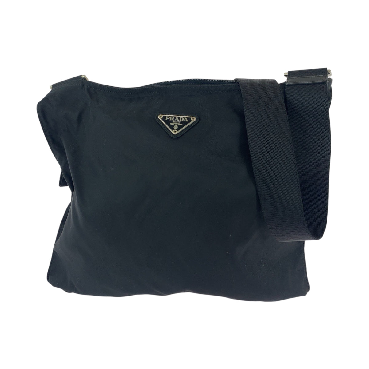 PRADA Shoulder Bag BT0175 Nylon Black SilverMetal Shoulder Bag Sacoche Test Triangle With logo mens Used Authentic