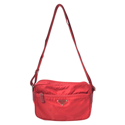 PRADA Shoulder Bag Nylon Red Test Triangular logo