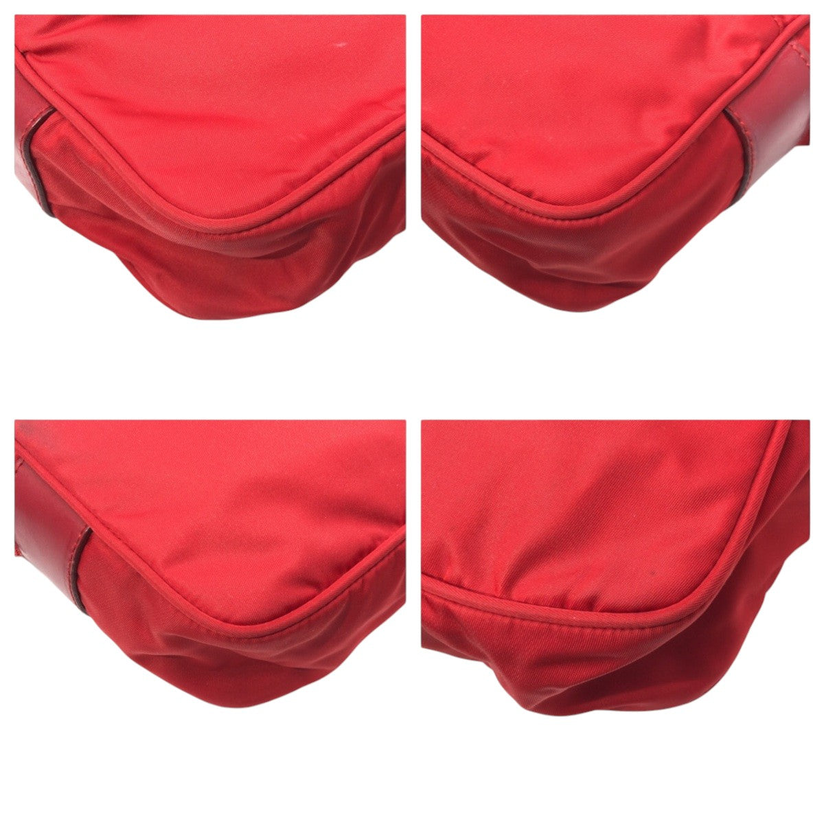 PRADA Shoulder Bag Nylon Red Test Triangular logo