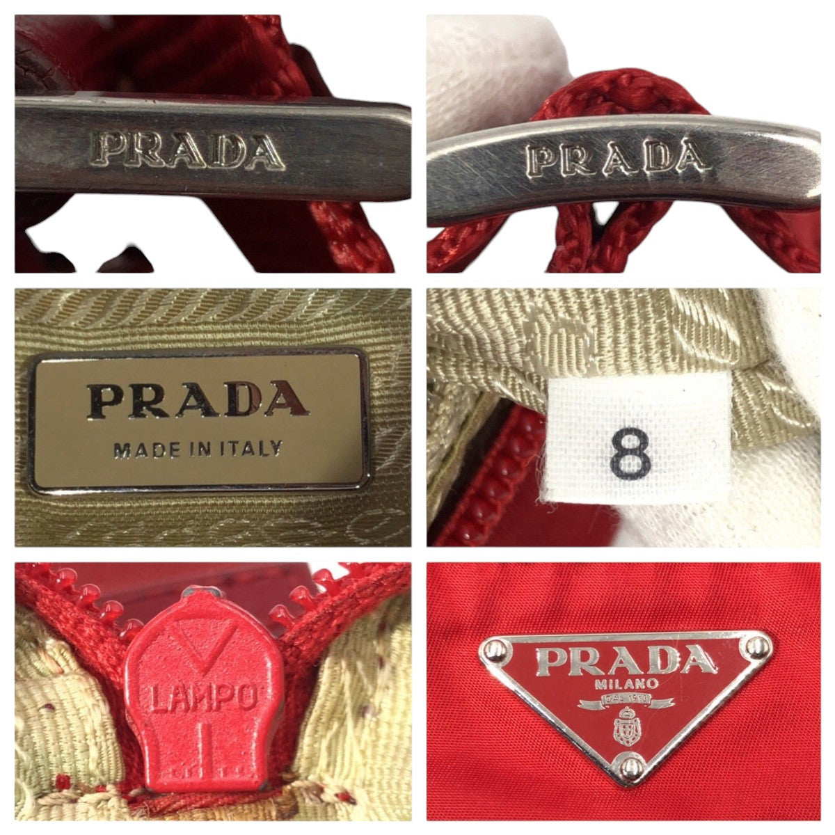 PRADA Shoulder Bag Nylon Red Test Triangular logo