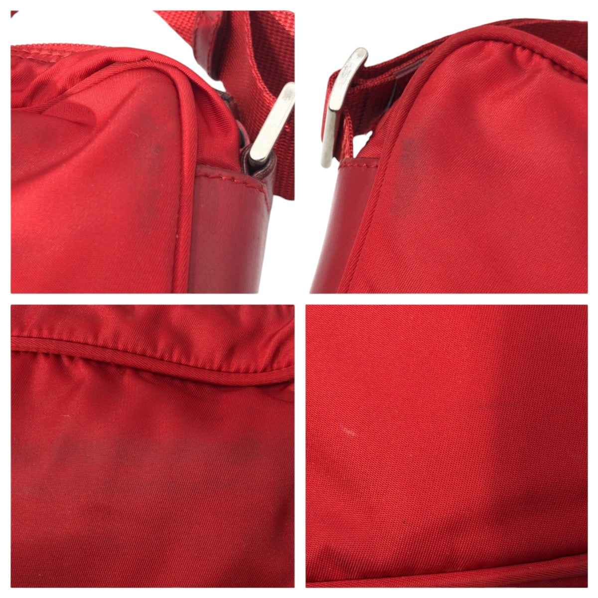 PRADA Shoulder Bag Nylon Red Test Triangular logo
