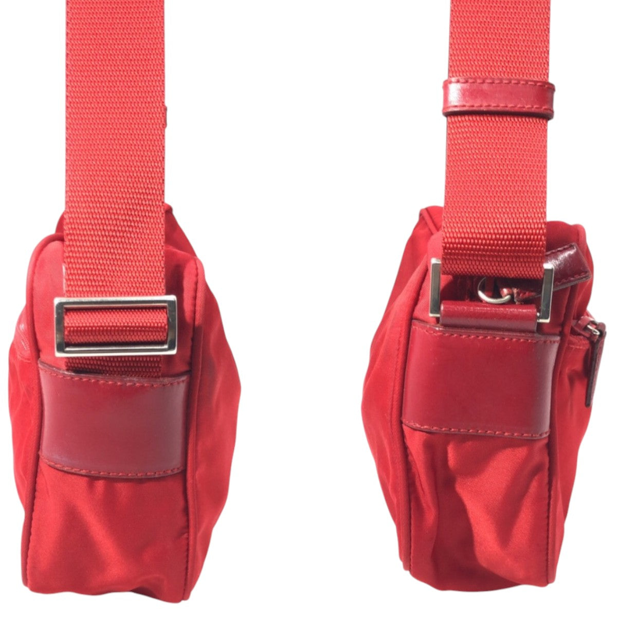 PRADA Shoulder Bag Nylon Red Test Triangular logo