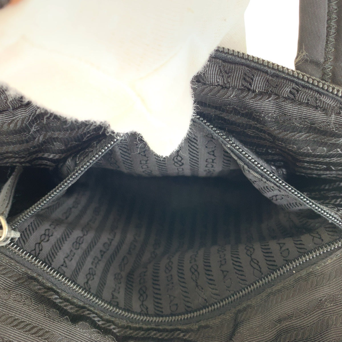 PRADA Tote Bag Nylon Black SilverMetal Tote Bag handbag Test Triangle With logo Women Used Authentic
