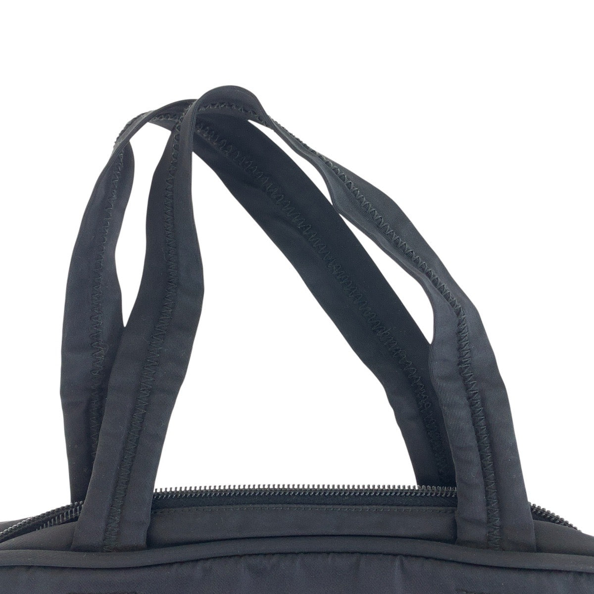 PRADA Tote Bag Nylon Black SilverMetal Tote Bag handbag Test Triangle With logo Women Used Authentic