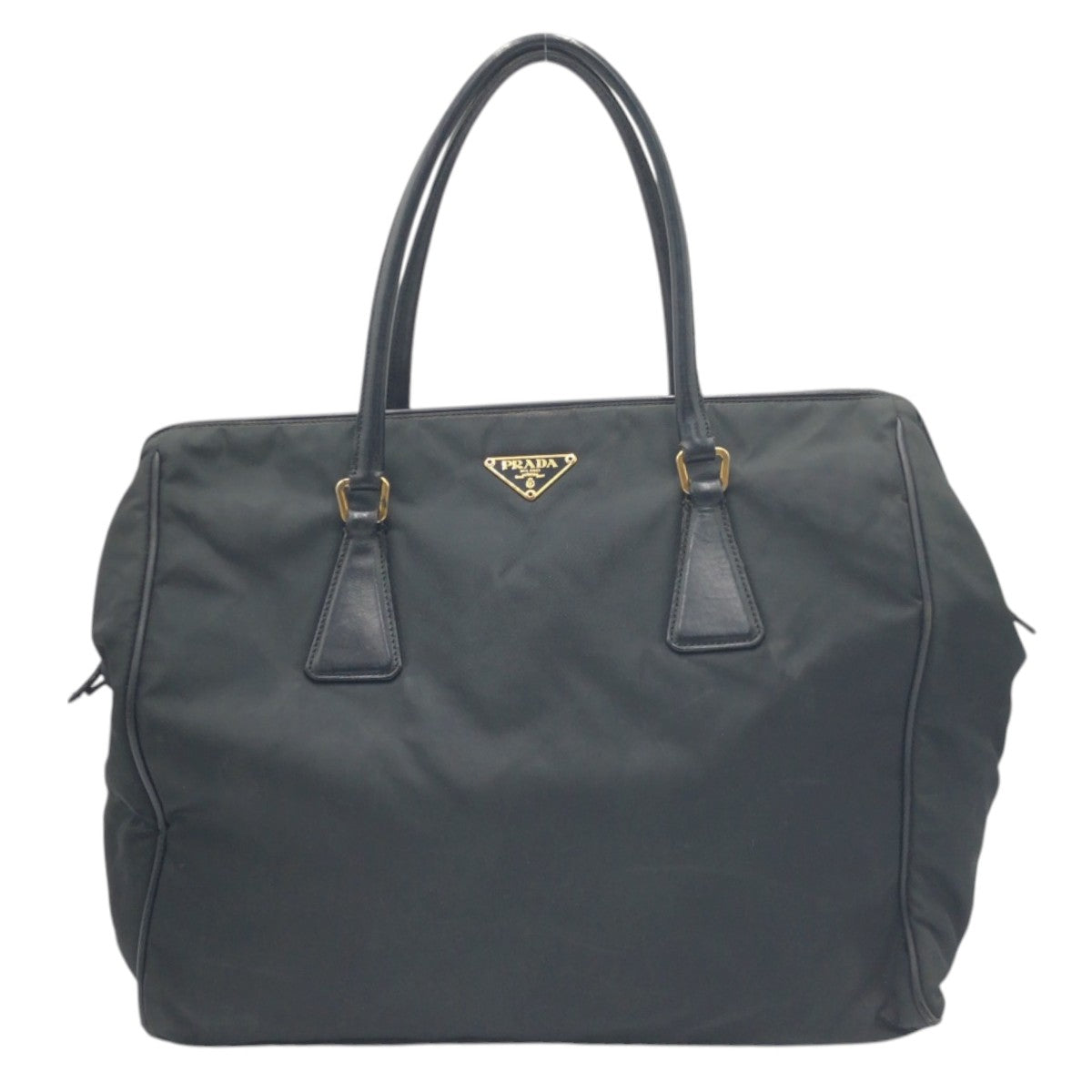 PRADA Tote Bag Nylon Black black Tote Bag handbag Test Triangular logo Women Used Authentic