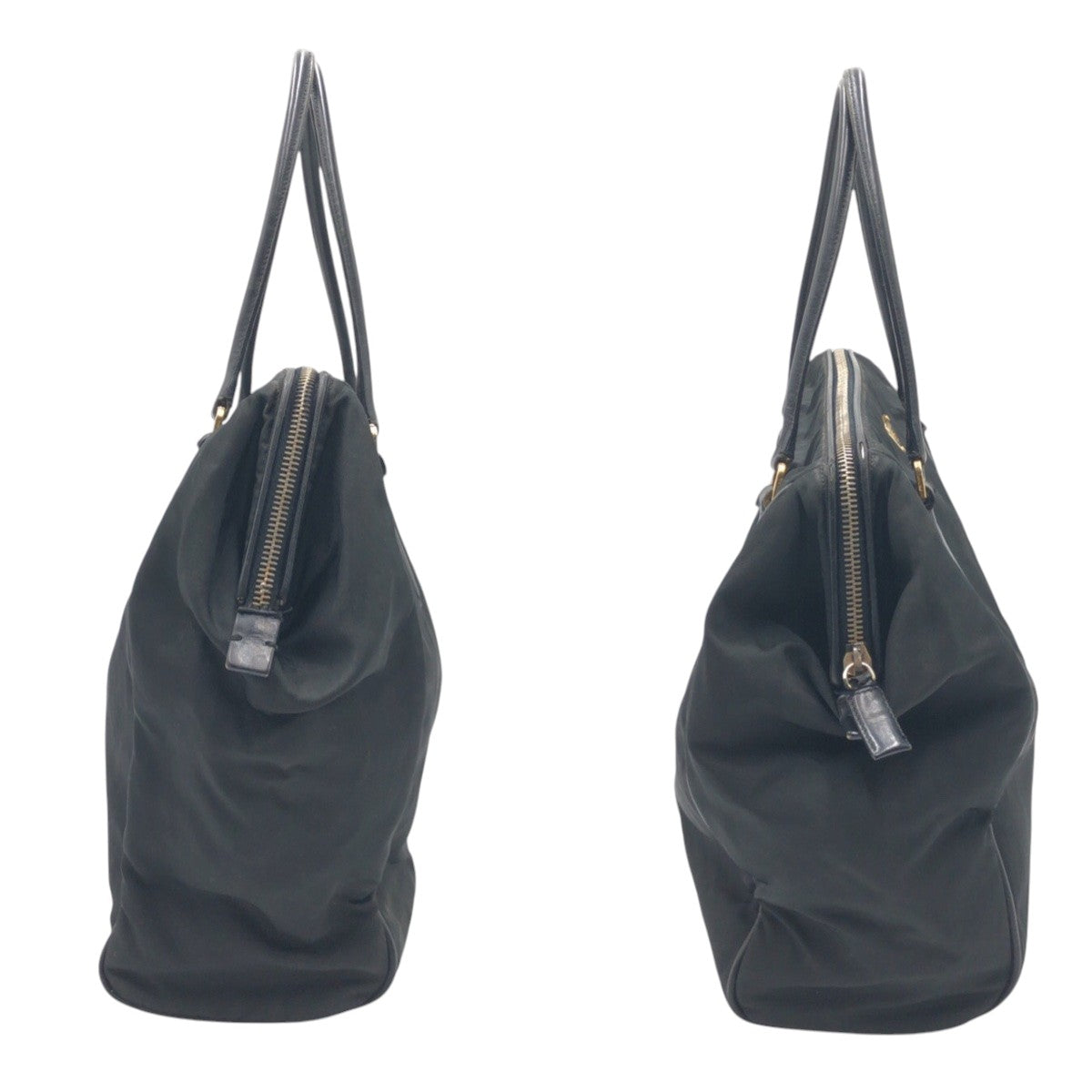 PRADA Tote Bag Nylon Black black Tote Bag handbag Test Triangular logo Women Used Authentic